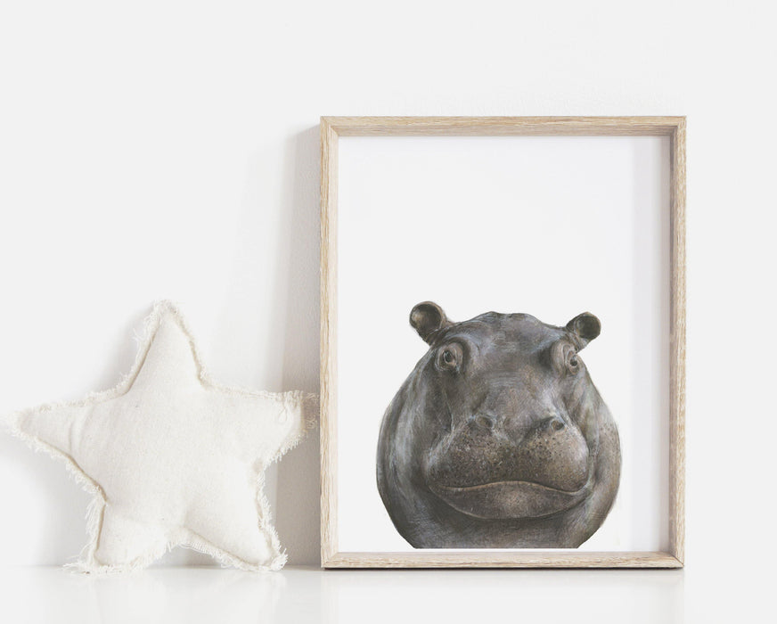 Hippopotamus Print in a wooden frame