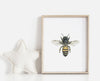 Bee Art Print in a timber frame in a nursery - the wild woods