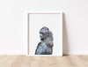 Black Cockatoo Art Print in a white frame leaning against a wall - the wild woods