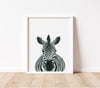 Drawing of a Zebra on a white background in a white frame